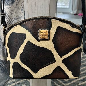 Dooney & Bourke Brown and Cream Crossbody Bag with Giraffe Print